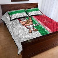 Custom Hawaii Mele Kalikimaka Quilt Bed Set Santa Playing Ukele Mix Kakau Pattern Xmas Style LT03 - Polynesian Pride