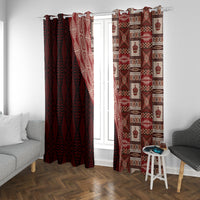 Tonga Fonulei and Ngatu Pattern Window Curtain LT03 With Grommets Red - Polynesian Pride