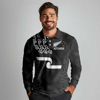 New Zealand Rugby Custom Long Sleeve Polo Shirt The Champions Aotearoa LT03 - Polynesian Pride