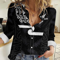 New Zealand Rugby Custom Women Casual Shirt The Champions Aotearoa LT03 Female Black - Polynesian Pride