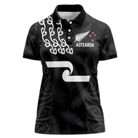 New Zealand Rugby Custom Women Polo Shirt The Champions Aotearoa LT03 Female Black - Polynesian Pride