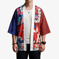 Hawaiian and Japanese Together Kimono The Whale and Koi Fish with Hinomaru and Lei - Polynesian Pride