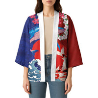 Hawaiian and Japanese Together Kimono The Whale and Koi Fish with Hinomaru and Lei - Polynesian Pride