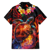 Hawaiian Turtle with Volcanic Eruption Family Matching Off Shoulder Maxi Dress and Hawaiian Shirt Hibiscus Lei and Lava Flow an Abstract Texture