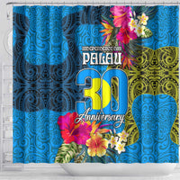 Palau Independence Day Shower Curtain 1st October 30th Anniversary Polynesian Jungle Flower LT03 - Polynesian Pride