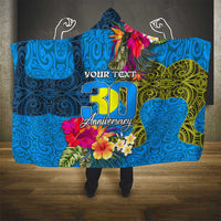 Personalised Palau Independence Day Hooded Blanket 1st October 30th Anniversary Polynesian Jungle Flower