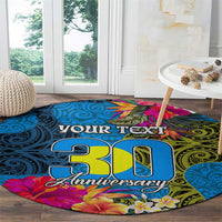 Personalised Palau Independence Day Round Carpet 1st October 30th Anniversary Polynesian Jungle Flower