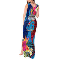 Tuvalu Independence Day Tank Maxi Dress 1st October 46th Anniversary Polynesian Jungle Flower