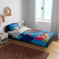 Personalised Tuvalu Independence Day Bedding Set 1st October 46th Anniversary Polynesian Jungle Flower