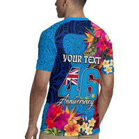 Personalised Tuvalu Independence Day Rugby Jersey 1st October 46th Anniversary Polynesian Jungle Flower
