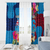 Personalised Tuvalu Independence Day Window Curtain 1st October 46th Anniversary Polynesian Jungle Flower