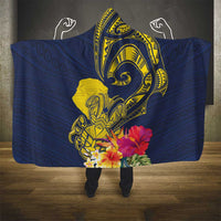 Niue Independence Day Hooded Blanket Hiapo Pattern Hibiscus Plumeria and Uga