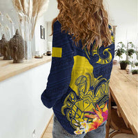 Niue Independence Day Women Casual Shirt Hiapo Pattern Hibiscus Plumeria and Uga LT03 - Polynesian Pride