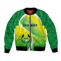 Enga Mioks Rugby Bomber Jacket Papua New Guinea Polynesian Tattoo LT03 Unisex Green - Polynesian Pride
