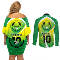 Custom Enga Mioks Rugby Couples Matching Off Shoulder Short Dress and Long Sleeve Button Shirts Papua New Guinea Polynesian Tattoo LT03 - Polynesian Pride