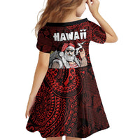 Hawaii Aloha Santa Claus Funny Polynesian Tattoo Family Matching Tank Maxi Dress and Hawaiian Shirt Red Color