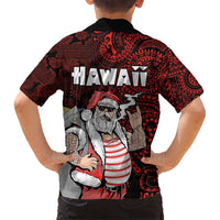 Hawaii Aloha Santa Claus Funny Polynesian Tattoo Kid Hawaiian Shirt Red Color LT03 - Polynesian Pride