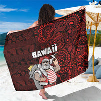 Hawaii Aloha Santa Claus Funny Polynesian Tattoo Sarong Red Color