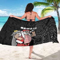 Hawaii Aloha Santa Claus Funny Polynesian Tattoo Sarong Black Color