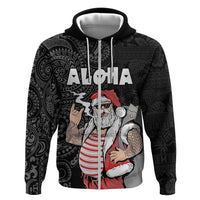 Hawaii Aloha Santa Claus Funny Polynesian Tattoo Zip Hoodie Black Color LT03 Zip Hoodie Black - Polynesian Pride
