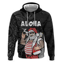 Hawaii Aloha Santa Claus Funny Polynesian Tattoo Zip Hoodie Black Color LT03 Pullover Hoodie Black - Polynesian Pride