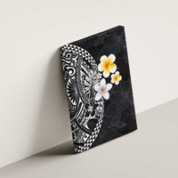 Hawaiian Hibiscus and Plumeria Polynesian Tribal Tattoo Canvas Wall Art Black Color