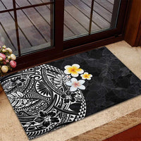 Hawaiian Hibiscus and Plumeria Polynesian Tribal Tattoo Rubber Doormat Black Color LT03 - Polynesian Pride