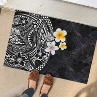 Hawaiian Hibiscus and Plumeria Polynesian Tribal Tattoo Rubber Doormat Black Color LT03 - Polynesian Pride