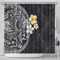 Hawaiian Hibiscus and Plumeria Polynesian Tribal Tattoo Shower Curtain Black Color LT03 - Polynesian Pride