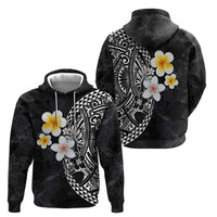 Hawaiian Hibiscus and Plumeria Polynesian Tribal Tattoo Zip Hoodie Black Color LT03 - Polynesian Pride