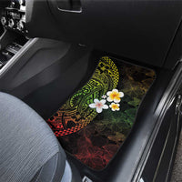 Hawaiian Hibiscus and Plumeria Polynesian Tribal Tattoo Car Mats Reggae Color