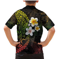 Hawaiian Hibiscus and Plumeria Polynesian Tribal Tattoo Family Matching Mermaid Dress and Hawaiian Shirt Reggae Color