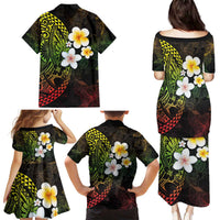 Hawaiian Hibiscus and Plumeria Polynesian Tribal Tattoo Family Matching Puletasi and Hawaiian Shirt Reggae Color LT03 - Polynesian Pride