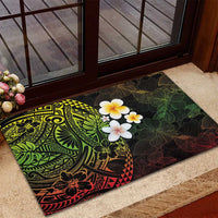 Hawaiian Hibiscus and Plumeria Polynesian Tribal Tattoo Rubber Doormat Reggae Color LT03 - Polynesian Pride