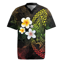 Hawaiian Hibiscus and Plumeria Polynesian Tribal Tattoo Rugby Jersey Reggae Color