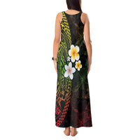 Hawaiian Hibiscus and Plumeria Polynesian Tribal Tattoo Tank Maxi Dress Reggae Color