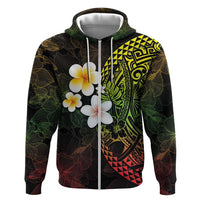 Hawaiian Hibiscus and Plumeria Polynesian Tribal Tattoo Zip Hoodie Reggae Color LT03 Zip Hoodie Reggae - Polynesian Pride