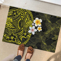 Hawaiian Hibiscus and Plumeria Polynesian Tribal Tattoo Rubber Doormat Yellow Color LT03 - Polynesian Pride