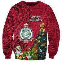 Niue Christmas Sweatshirt Coat of Arms and Polynesian Tattoo Xmas Element Christmas Red Vibe LT03 Unisex Red - Polynesian Pride