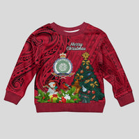 Personalised Niue Christmas Kid Ugly Christmas Sweater Coat of Arms and Polynesian Tattoo Xmas Element Christmas Red Vibe LT03 Kid Red - Polynesian Pride