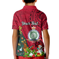 Personalised Niue Christmas Kid Polo Shirt Coat of Arms and Polynesian Tattoo Xmas Element Christmas Red Vibe LT03 - Polynesian Pride