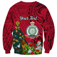 Personalised Niue Christmas Sweatshirt Coat of Arms and Polynesian Tattoo Xmas Element Christmas Red Vibe LT03 - Polynesian Pride