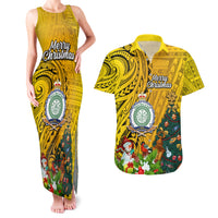 Niue Christmas Couples Matching Tank Maxi Dress and Hawaiian Shirt Coat of Arms and Polynesian Tattoo Xmas Element Christmas Yellow Vibe LT03 Yellow - Polynesian Pride