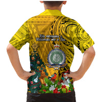 Niue Christmas Family Matching Mermaid Dress and Hawaiian Shirt Coat of Arms and Polynesian Tattoo Xmas Element Christmas Yellow Vibe LT03 - Polynesian Pride