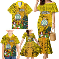 Niue Christmas Family Matching Mermaid Dress and Hawaiian Shirt Coat of Arms and Polynesian Tattoo Xmas Element Christmas Yellow Vibe LT03 - Polynesian Pride