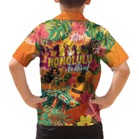 Hawaiian Honolulu Festival Family Matching Puletasi and Hawaiian Shirt Hawaiian Identity - Hula Dancer and Ukulele Tropical Plants Style