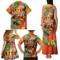 Hawaiian Honolulu Festival Family Matching Tank Maxi Dress and Hawaiian Shirt Hawaiian Identity - Hula Dancer and Ukulele Tropical Plants Style