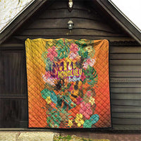 Hawaiian Honolulu Festival Quilt Hawaiian Identity - Hula Dancer and Ukulele Tropical Plants Style