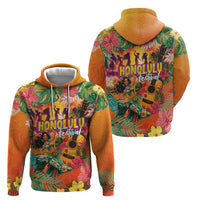 Hawaiian Honolulu Festival Zip Hoodie Hawaiian Identity - Hula Dancer and Ukulele Tropical Plants Style LT03 - Polynesian Pride