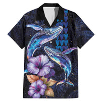 Hawaiian Whales Love Couple Family Matching Mermaid Dress and Hawaiian Shirt Hibiscus and Kakau Art Tattoo Night Sky Vibe